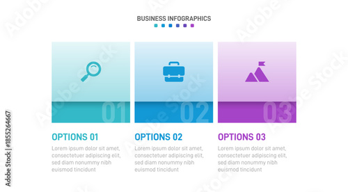 Progress bar featuring 3 arrow-shaped elements, symbolizing the three stages of business strategy and progression. Clean timeline infographic design template. Vector for mobile presentation.