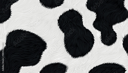Cow print pattern vector. Abstract black cow print, cowhide texture vector illustration. Luxurious animal pattern background for fashion design, textiles, wallpaper, branding, posters, graphic project