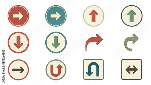 Colorful directional arrow icons depicting various movement and navigation options