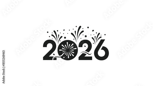Festive new year 2026 design with fireworks and bold typography