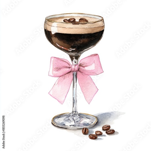 Coffee Martini on a Pink Bow