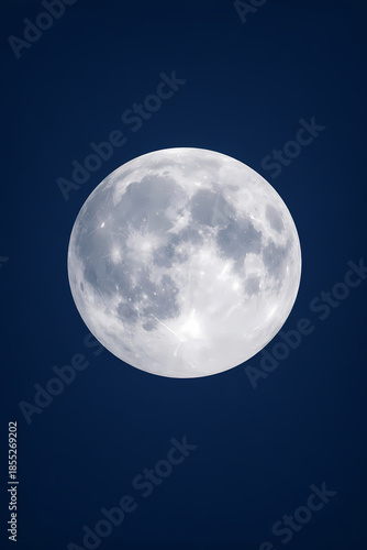 Full Moon Against Deep Blue Night Sky