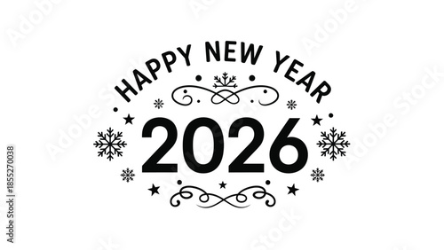 Festive new year graphic with ornamental details and the year 2026