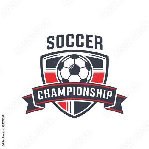 Dynamic soccer championship emblem with bold design and vibrant colors