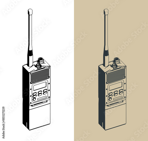 Portable military radio station illustrations