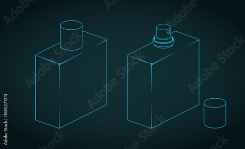 Perfume bottle isometric blueprints
