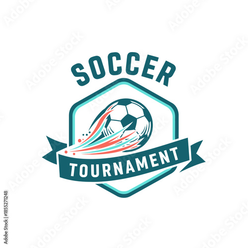Dynamic Soccer Tournament Logo with Soccer Ball and Active Motion Design