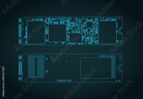 SSD m2 blueprints illustration