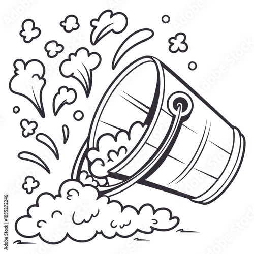 Bucket overflowing with bubbles Vector