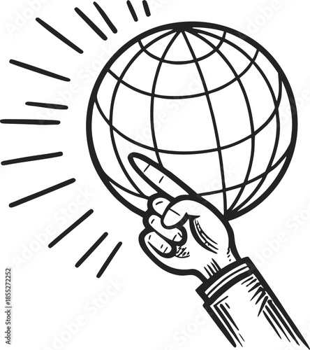 Hand pointing at globe Vector