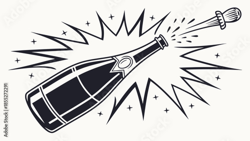 Celebratory champagne bottle Vector