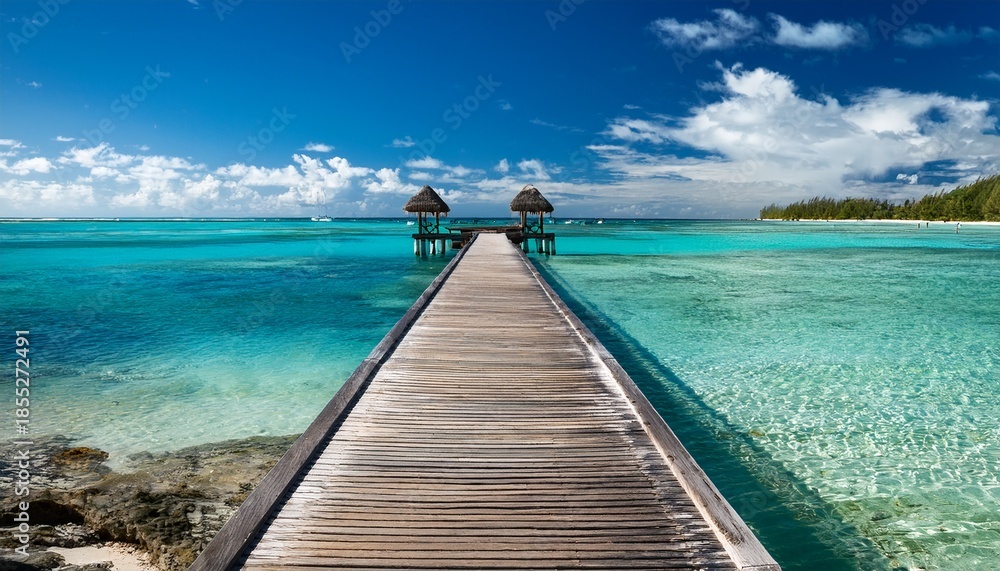 Obraz premium Wooden Pier On The Tropical Beaches Of Mauritius