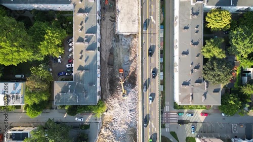 Reconstruction work on the viaducts at Lazienkowska Thoroughfare in Saska Kepa, Warsaw in Poland