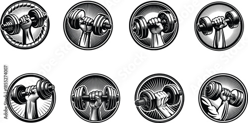 Gym, fitness logo or label. Sport, bodybuilding concept. Vector icon