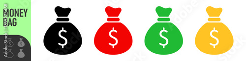 Set of Money bag icons. Line money bag icon , color set sack, Flat Money bag Vector illustration