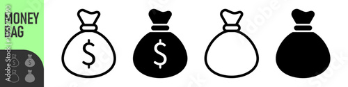 Set of Money bag icons. Line money bag icon , color set sack, Flat Money bag Vector illustration