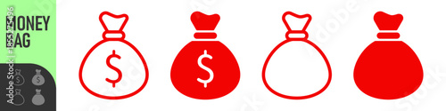 Set of Money bag icons. Line money bag icon , color set sack, Flat Money bag Vector illustration