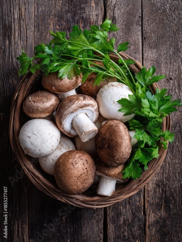 Fresh Mushrooms and Parsley