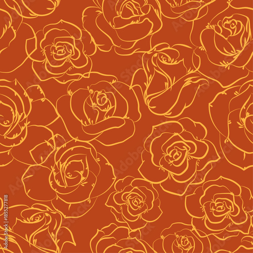 Vectores de Rosas en lineas sin costuras para repeticion, flores, rapport 