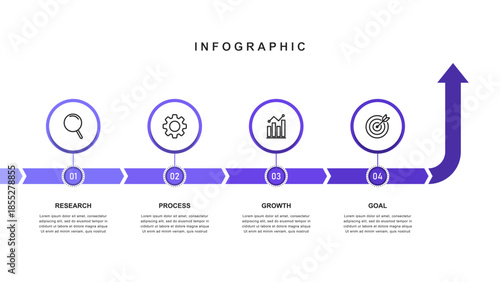 Business road map timeline infographic concept. with icons and 4 steps, workflow layout, diagram, report, web design. Business Milestone. Vector illustration.