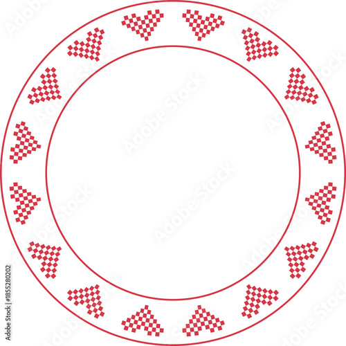 Red Geometric Heart Circular Frame Vector