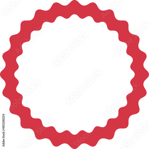 Vector Red Circular Scalloped Frame or Empty Seal Border