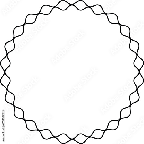 Vector Dark Blue Circular Wavy Frame or Scalloped Border
