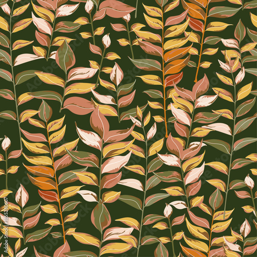 Hojas helecho silvestres en vectores , patron sin costuras 