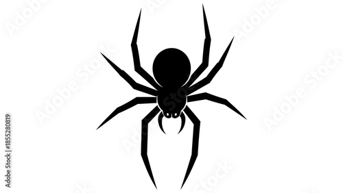 Spider Silhouette with Angular Legs on White Background