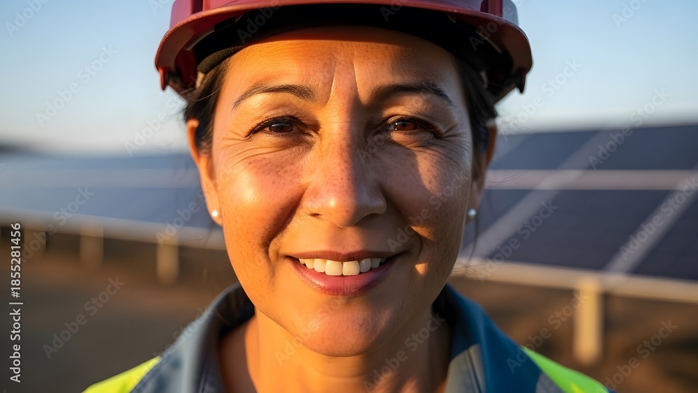 custom made wallpaper toronto digitalProud Latina Worker at Solar Farm During Golden Hour