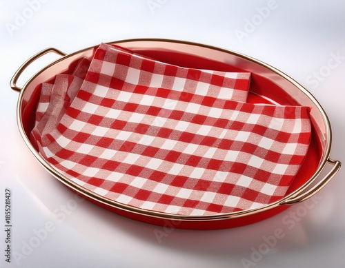 white red checked serving tray