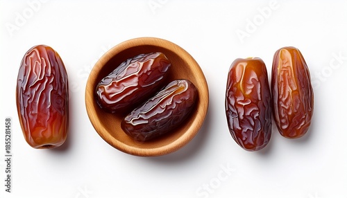 a date fruits top view on isolated white background