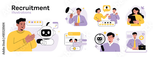 recruitment talent acquisition illustration with interview icons