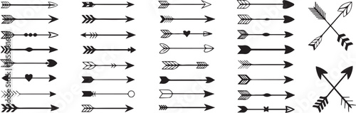 arrow symbol set arrowheads shafts feathers and crossed pair