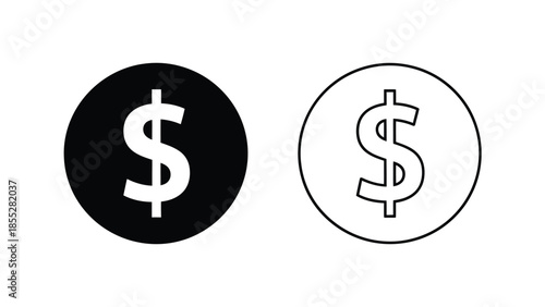 Two dollar sign icons one filled and one outlined displayed side by side