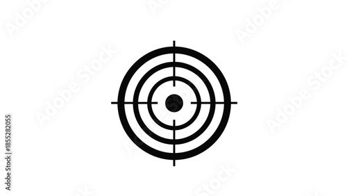 A simple black and white target with concentric circles and crosshairs