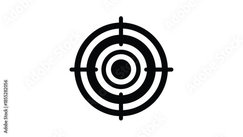 A black and white image depicting a circular target with crosshairs