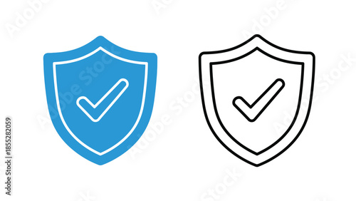 Two shield icons with checkmarks one colored and one outlined