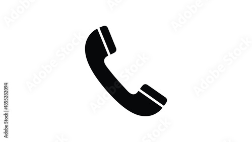 Simple black silhouette of a telephone handset isolated on a white background