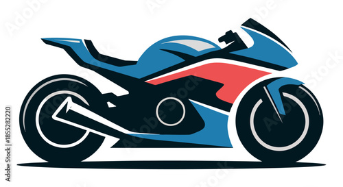 A sleek, modern sport motorcycle is depicted in a graphic illustration.