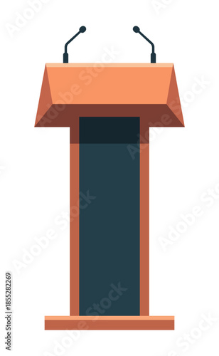 Podium with Microphones Vector Illustration