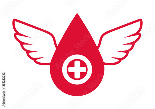 Winged Blood Drop Healthcare Symbol