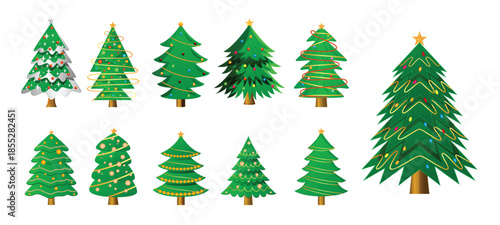 set of decorative christmas tree ornaments design