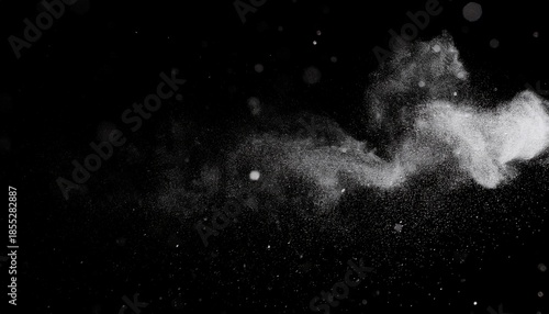 Blowing Particles Dust Isolate On Black Abstract Bokeh For Overlay And Background