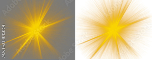 Vibrant golden light bursts on black background for dramatic effect