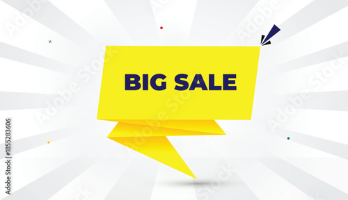 Big Sale editable EPS format web banner vector art illustration template design yellow shapes deep blue bold font white gray gradient abstract sun shine business background 4K modern creative layout