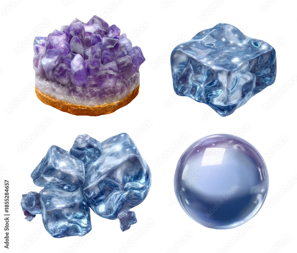 Fototapeta premium Ethereal Lavender Dreamscape with Crystals and Ice Elements in Soft Tonal Ranges