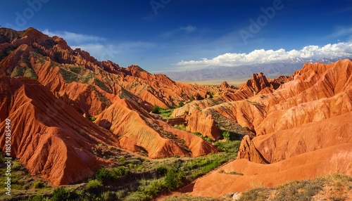 Amazing Landscape In Skazka Canyon Famous Touristic Destination In Kyrgyzstan
