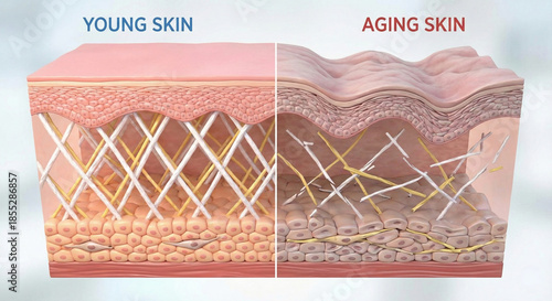 Human Skin Aging Process Cross Section Anatomy