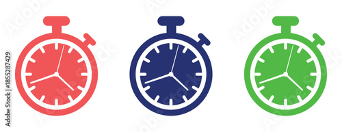 Colorful stopwatch icons for time tracking, deadline and speed vector